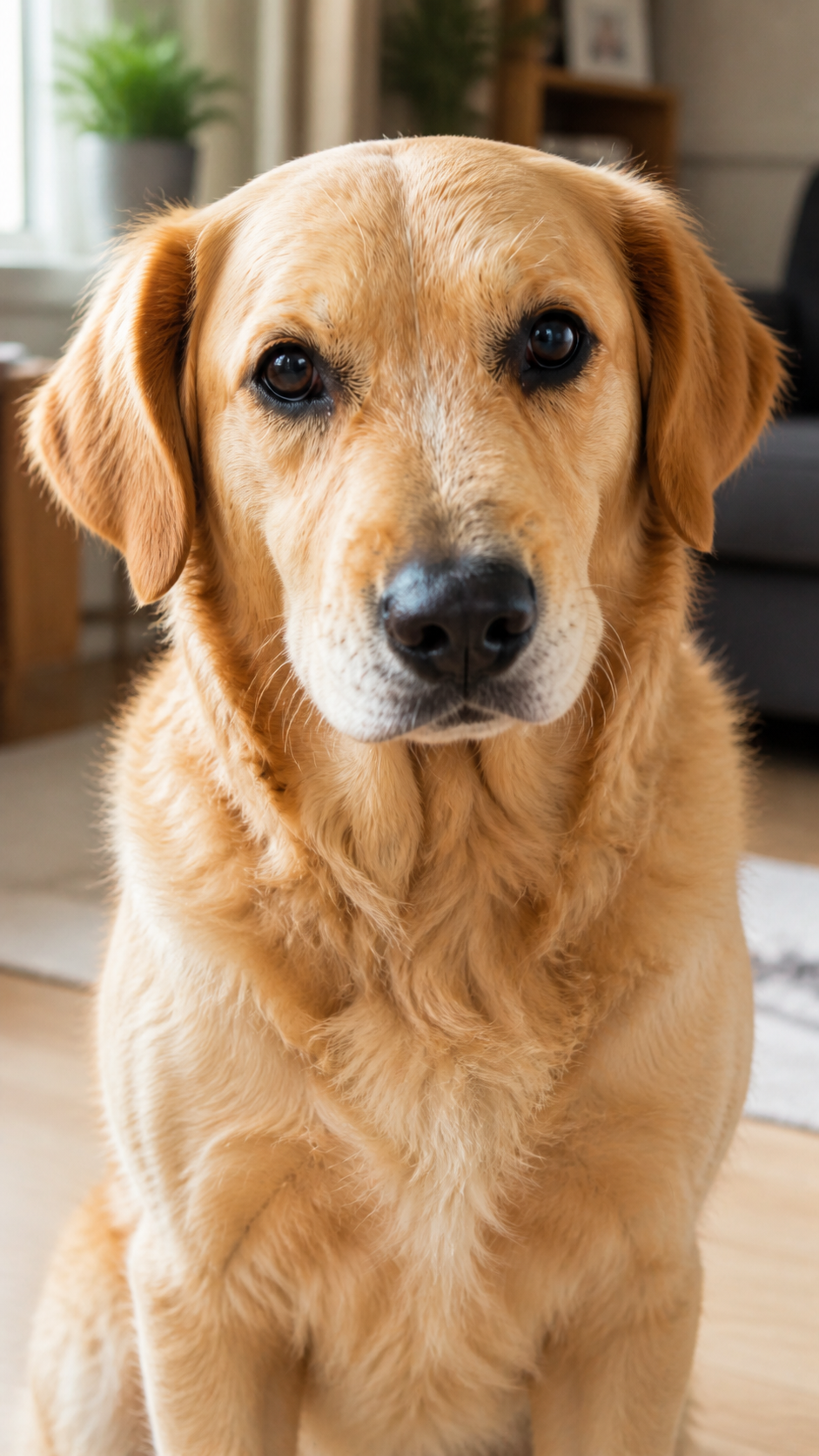 Senior golden retriever looking at the camera